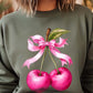 Cherry with Coquette Bow Graphic Fleece Sweatshirt - 1985 the VAULT Boutique