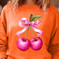 Cherry with Coquette Bow Graphic Fleece Sweatshirt - 1985 the VAULT Boutique