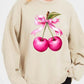 Cherry with Coquette Bow Graphic Fleece Sweatshirt - 1985 the VAULT Boutique
