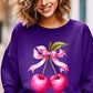 Cherry with Coquette Bow Graphic Fleece Sweatshirt - 1985 the VAULT Boutique