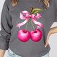 Cherry with Coquette Bow Graphic Fleece Sweatshirt - 1985 the VAULT Boutique