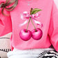 Cherry with Coquette Bow Graphic Fleece Sweatshirt - 1985 the VAULT Boutique