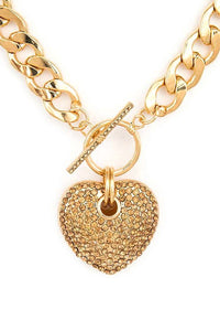 Pave Crystals Heart Pendant Necklace Set - 1985 the VAULT Boutique