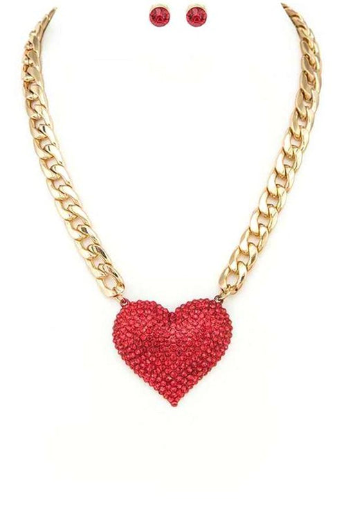 Crystal Heart Statement Necklace Set - 1985 the VAULT Boutique