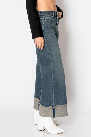 TUMMY CONTROL HIGH RISE CUFFED A WIDE LEG JEANS - 1985 the VAULT Boutique