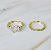 Emerald Cut Solitaire Ring Set Of 2 - 1985 the VAULT Boutique