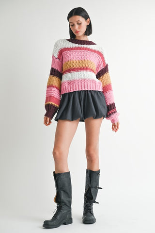 MOCK NECK STRIPED SWEATER - 1985 the VAULT Boutique