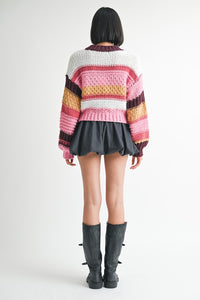 MOCK NECK STRIPED SWEATER - 1985 the VAULT Boutique