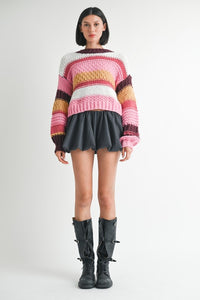 MOCK NECK STRIPED SWEATER - 1985 the VAULT Boutique