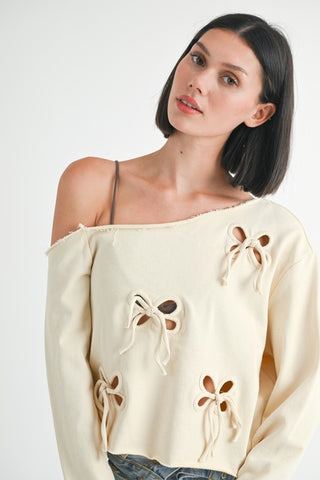 ONE SHOULDER FRENCH TERRY TOP WITH CUTOUT DETAIL - 1985 the VAULT Boutique