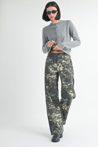 CAMO STRAIGHT LEG PANTS WITH POCKETS - 1985 the VAULT Boutique