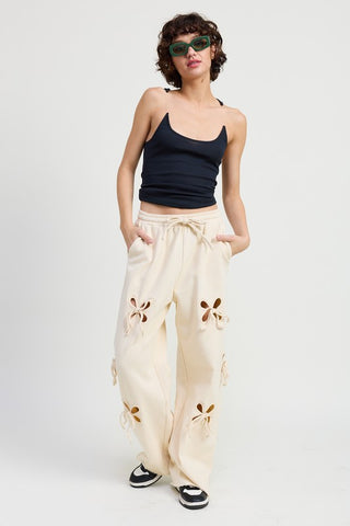 FRENCH TERRY PANTS WITH CUTOUT DETAIL - 1985 the VAULT Boutique