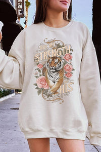 Not My Strength But His Tiger Graphic Sweatshirts - 1985 the VAULT Boutique