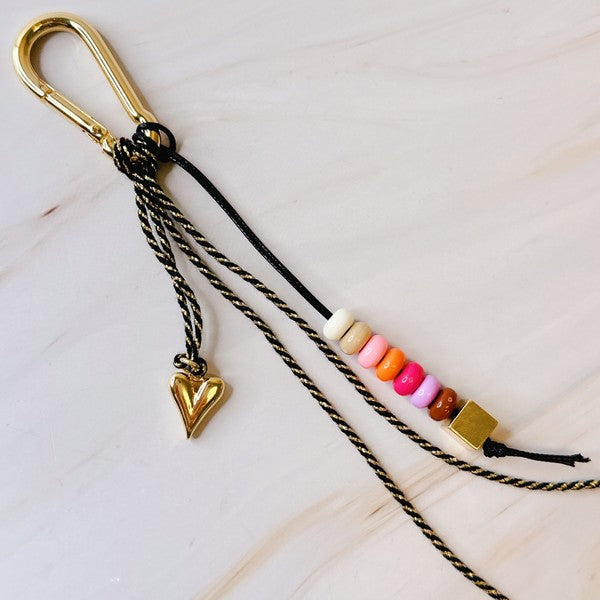 Heart And Beads Bag Charm - 1985 the VAULT Boutique