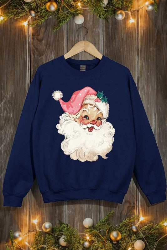 Retro Pink Santa Graphic Fleece Sweatshirts - 1985 the VAULT Boutique