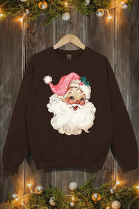 Retro Pink Santa Graphic Fleece Sweatshirts - 1985 the VAULT Boutique