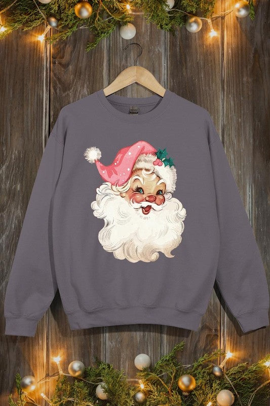 Retro Pink Santa Graphic Fleece Sweatshirts - 1985 the VAULT Boutique