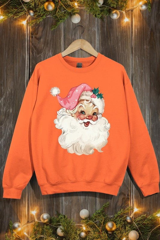 Retro Pink Santa Graphic Fleece Sweatshirts - 1985 the VAULT Boutique