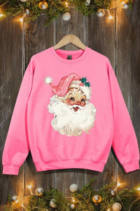 Retro Pink Santa Graphic Fleece Sweatshirts - 1985 the VAULT Boutique