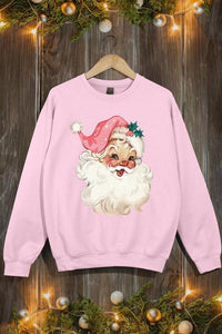 Retro Pink Santa Graphic Fleece Sweatshirts - 1985 the VAULT Boutique