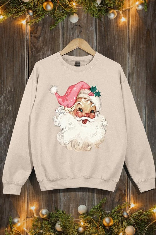 Retro Pink Santa Graphic Fleece Sweatshirts - 1985 the VAULT Boutique