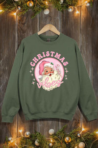 Pink Christmas Vibes Graphic Fleece Sweatshirts - 1985 the VAULT Boutique