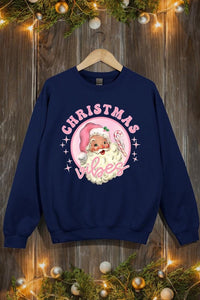 Pink Christmas Vibes Graphic Fleece Sweatshirts - 1985 the VAULT Boutique