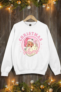 Pink Christmas Vibes Graphic Fleece Sweatshirts - 1985 the VAULT Boutique