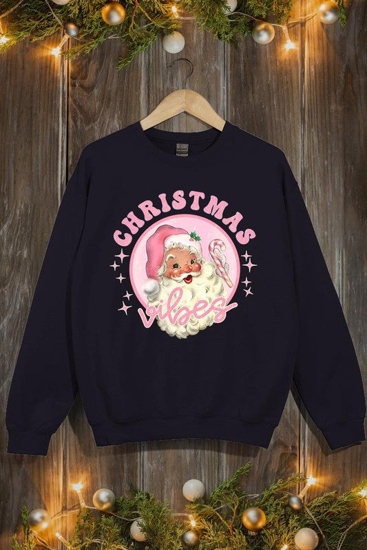 Pink Christmas Vibes Graphic Fleece Sweatshirts - 1985 the VAULT Boutique