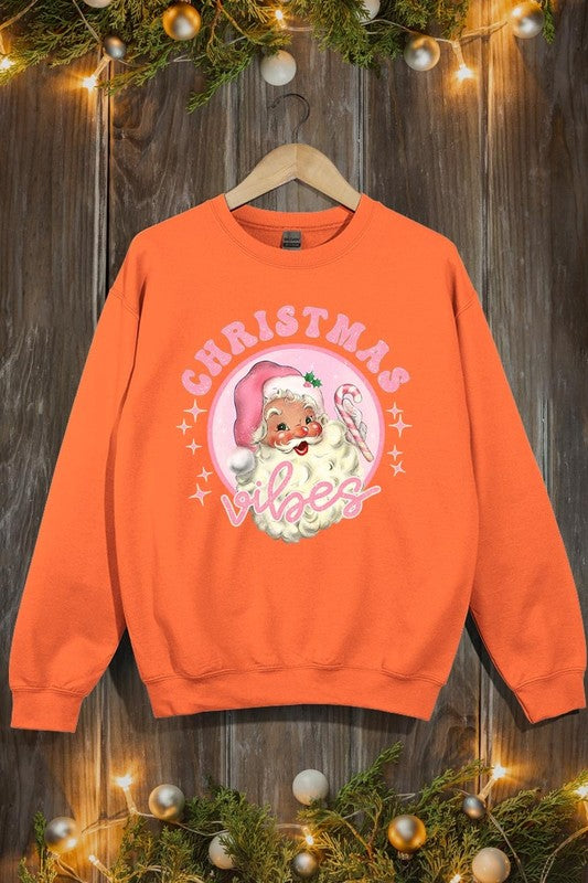 Pink Christmas Vibes Graphic Fleece Sweatshirts - 1985 the VAULT Boutique