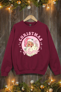 Pink Christmas Vibes Graphic Fleece Sweatshirts - 1985 the VAULT Boutique