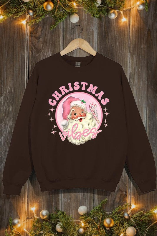 Pink Christmas Vibes Graphic Fleece Sweatshirts - 1985 the VAULT Boutique