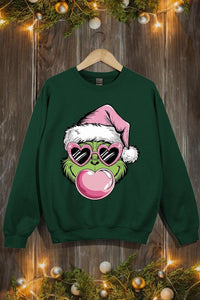 Pink Blowing Bubble Grinch Graphic Sweatshirts - 1985 the VAULT Boutique