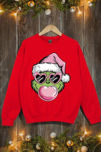 Pink Blowing Bubble Grinch Graphic Sweatshirts - 1985 the VAULT Boutique