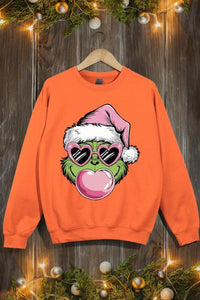 Pink Blowing Bubble Grinch Graphic Sweatshirts - 1985 the VAULT Boutique