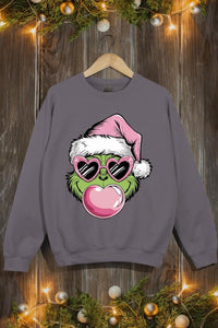 Pink Blowing Bubble Grinch Graphic Sweatshirts - 1985 the VAULT Boutique