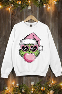 Pink Blowing Bubble Grinch Graphic Sweatshirts - 1985 the VAULT Boutique