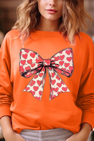 Heart Coquette Bow Graphic Fleece Sweatshirt - 1985 the VAULT Boutique