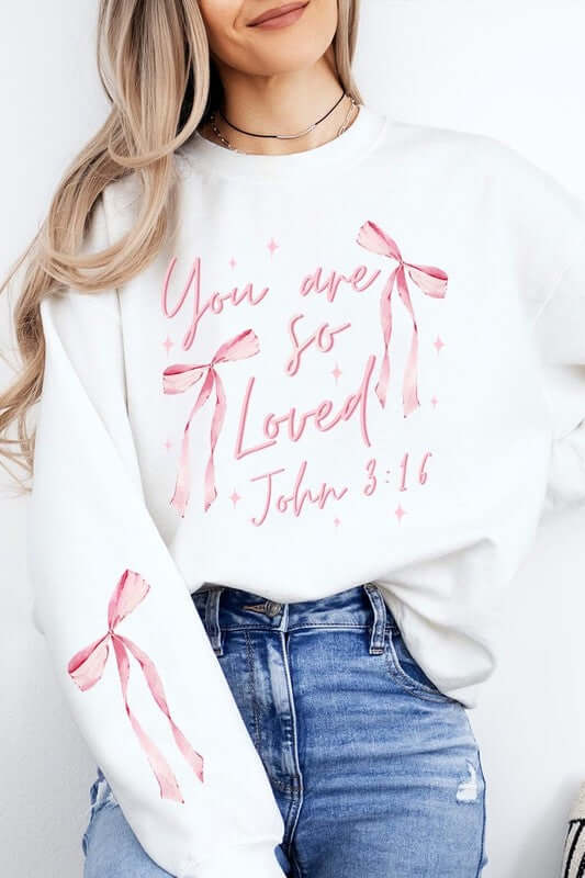Pink Bow You Are So Loved Graphic Sweatshirt - 1985 the VAULT Boutique