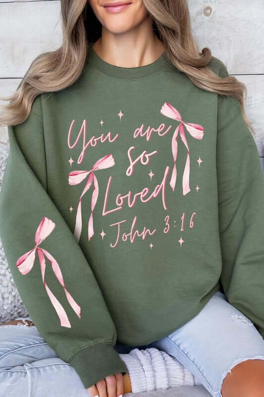 Pink Bow You Are So Loved Graphic Sweatshirt - 1985 the VAULT Boutique