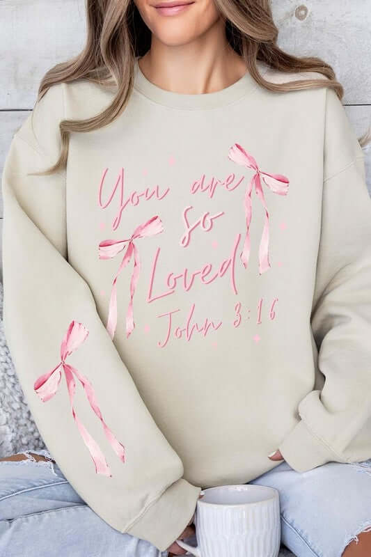 Pink Bow You Are So Loved Graphic Sweatshirt - 1985 the VAULT Boutique