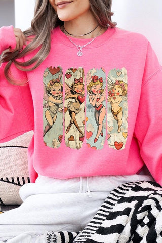 Retro Cupid Graphic Fleece Sweatshirt - 1985 the VAULT Boutique