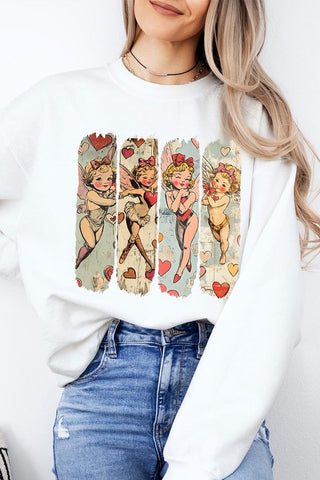 Retro Cupid Graphic Fleece Sweatshirt - 1985 the VAULT Boutique