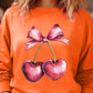 Heart Cherries With Bow Graphic Fleece Sweatshirt - 1985 the VAULT Boutique