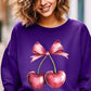 Heart Cherries With Bow Graphic Fleece Sweatshirt - 1985 the VAULT Boutique