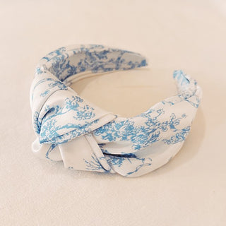 Blue And White Toile Knotted Headband - 1985 the VAULT Boutique