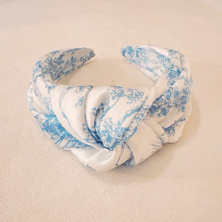 Blue And White Toile Knotted Headband - 1985 the VAULT Boutique