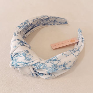 Blue And White Toile Knotted Headband - 1985 the VAULT Boutique