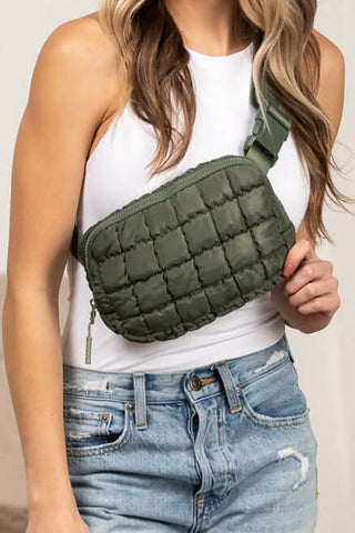 Evyn Quilted Puffer Sling Belt Bum Bag - 1985 the VAULT Boutique