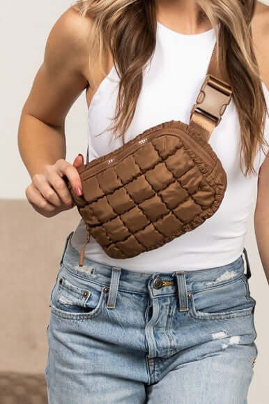 Evyn Quilted Puffer Sling Belt Bum Bag - 1985 the VAULT Boutique